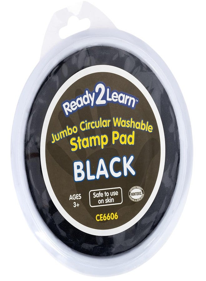 READY 2 LEARN Jumbo Circular Washable Stamp Pad - Black - 5.75" dia. - Non-Toxic - Fade Resistant - Ideal Size for Handprints and Footprints - Image 1